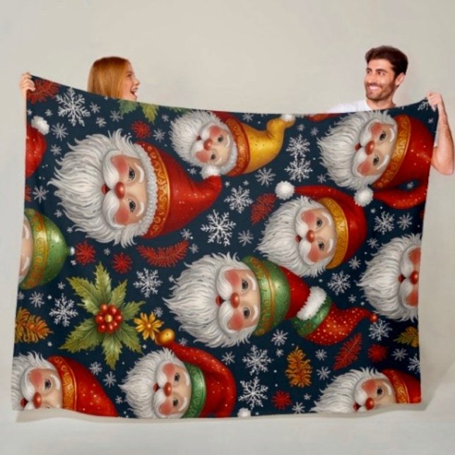 Vintage Weihnachtsmann-Weihnachtskollektion Fleecedecke (Fleece  blanket - soft and colourful available  in 3 different sizes.
)