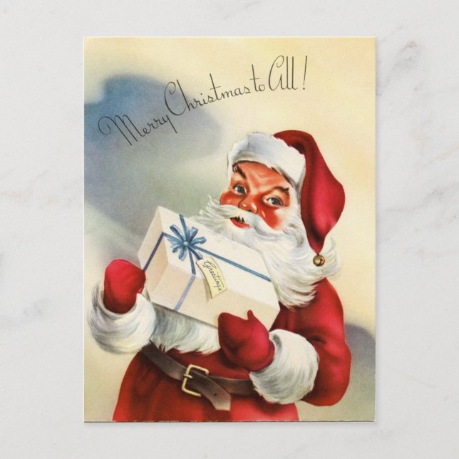 Vintage Weihnachtsmann-Weihnachtspostkarte Feiertagspostkarte (Vorderseite)