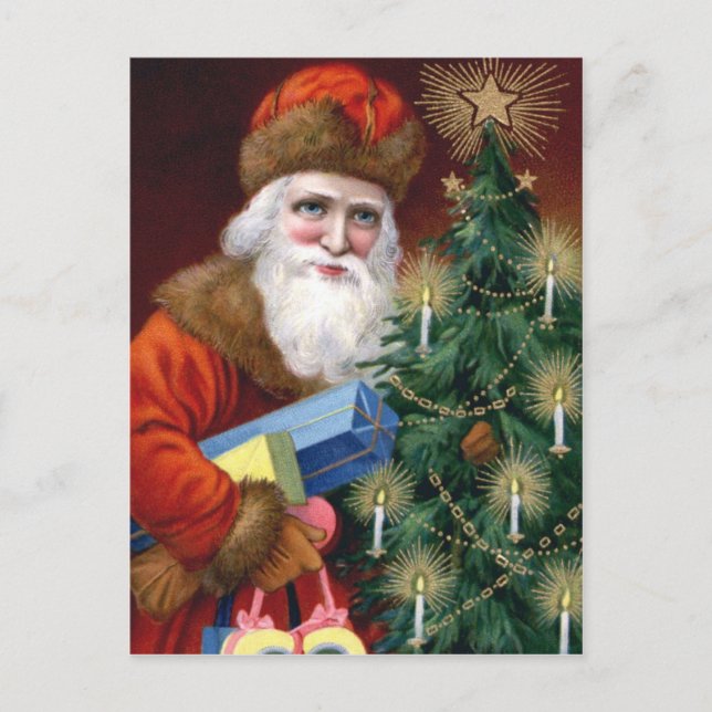 Vintage-Weihnachtsmann-Weihnachtspostkarte Postkar Feiertagspostkarte (Vorderseite)