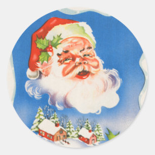 Vintage-Weihnachtsmann-Weihnachtssticker Runder Aufkleber