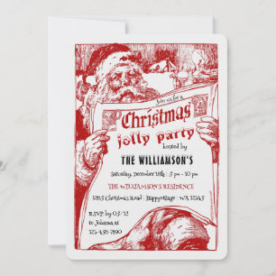 Vintage-Weihnachtsmann-Zeitungs-Weihnachtsfeier-Ei Einladung