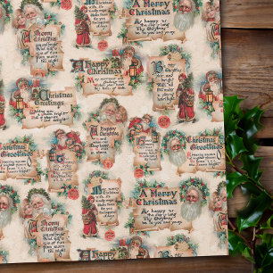 Vintage Weihnachtsmänner mit Weihnachtsgrüßen & St Geschenkpapier