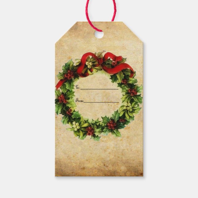 Vintage Weihnachtsmarken Geschenkanhänger (Vorderseite)
