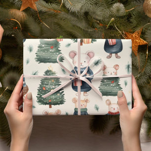Vintage Weihnachtsmaus Geschenkpapier