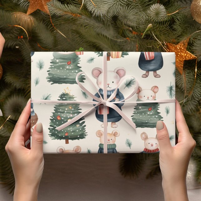 Vintage Weihnachtsmaus Geschenkpapier (Von Creator hochgeladen)