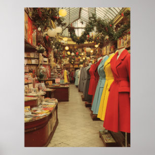 Vintage-Weihnachtsmode-Arcade Poster