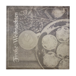 Vintage-Weihnachtsmotiv mit Keksen und Kaffee Fliese