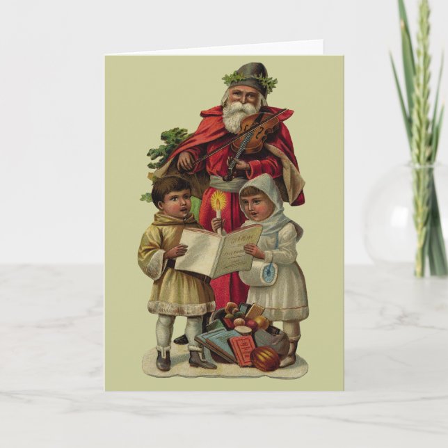 Vintage Weihnachtsmusik Feiertagskarte (Vorderseite)