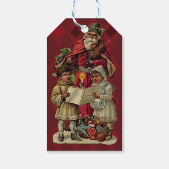 Vintage Weihnachtsmusik Geschenkanhänger (Vorderseite)