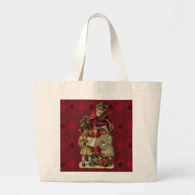 Vintage Weihnachtsmusik Jumbo Stoffbeutel (Vorne)