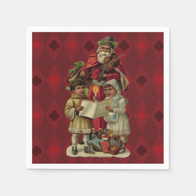 Vintage Weihnachtsmusik Serviette (Vorderseite)
