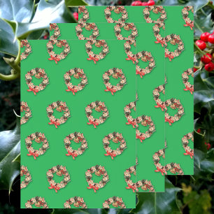 Vintage-Weihnachtsmuster, florale Girlanden auf Gr Geschenkpapier Set