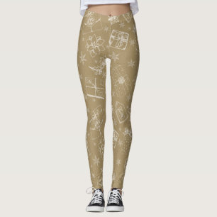 vintage-weihnachtsmuster handgezeichnet leggings