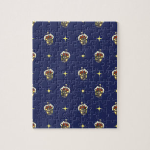 Vintage-Weihnachtsmuster mit Laterne auf Blau