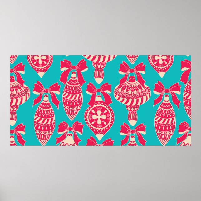 Vintage Weihnachtsmuster. Nahtloses Muster mit C Poster (Vorne)