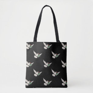 Vintage-Weihnachtsmuster, weiße Taube für Frieden Tasche