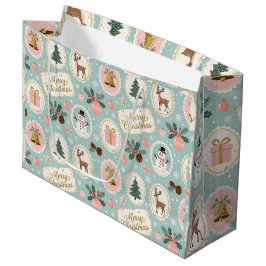 Vintage-Weihnachtsmuster-Wrap-Papier Große Geschenktüte