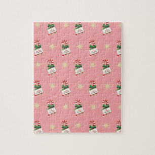 Vintage-Weihnachtsmuster, Zuckerstangen mit Rosa