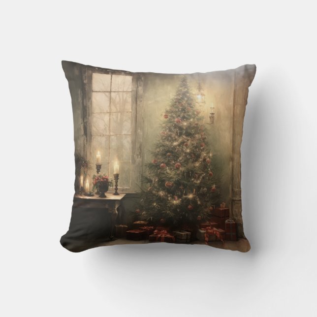 Vintage Weihnachtsnachtswirbel Kissen (Vorderseite)