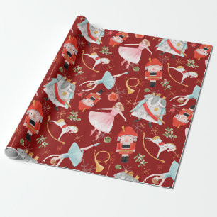 Vintage-Weihnachtsnussknacker Märchen Rot   Geschenkpapier