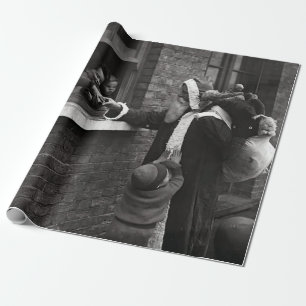 Vintage-Weihnachtspapier VATER WEIHNACHTSMANN Geschenkpapier