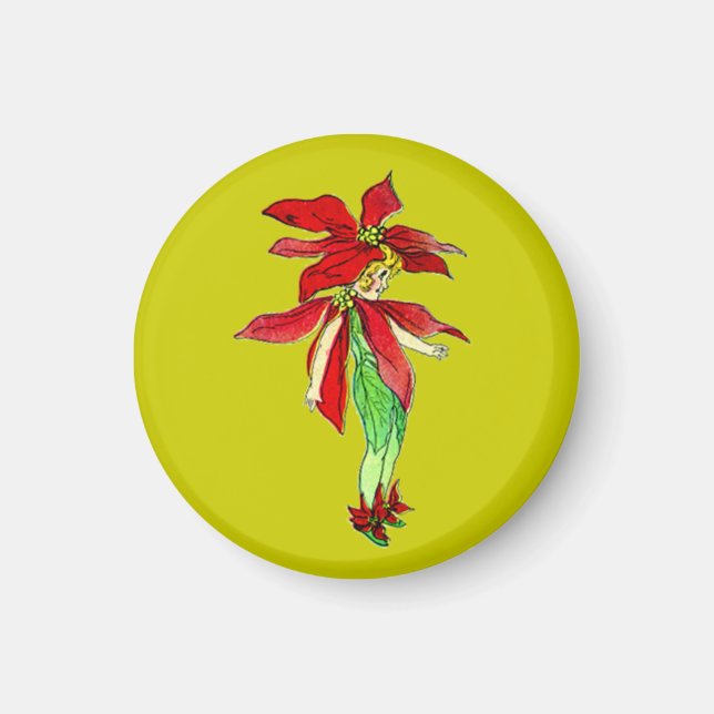 Vintage Weihnachtspixies Magnet (Vorne)