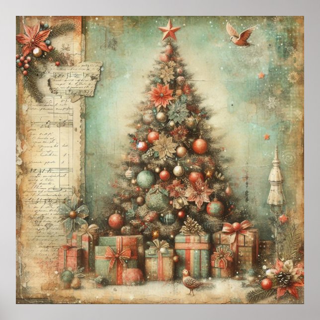 Vintage-Weihnachtsplakat Poster (Vorne)