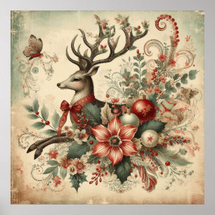 Vintage-Weihnachtsplakat Poster