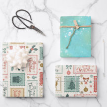 Vintage-Weihnachtspost-Briefmarkenmuster