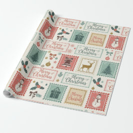 Vintage-Weihnachtspost-Design Geschenkpapier