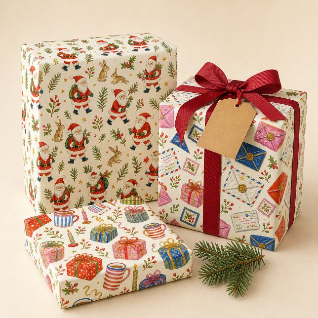 Vintage-Weihnachtspost-Wrap-Papier Geschenkpapier Set (Von Creator hochgeladen)