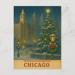 Vintage-Weihnachtspostkarte aus Chicago – Verschne Postkarte