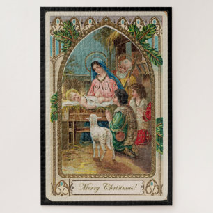 Vintage-Weihnachtspostkarte der Heiligen Geburt,