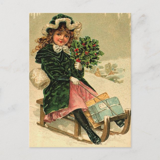 Vintage Weihnachtspostkarte Feiertagspostkarte (Vorderseite)