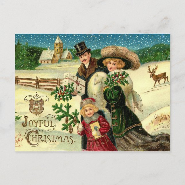 Vintage Weihnachtspostkarte Feiertagspostkarte (Vorderseite)