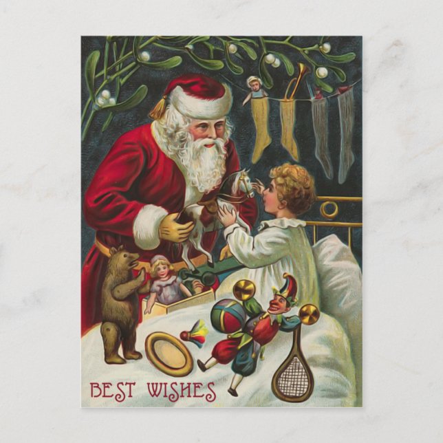 Vintage Weihnachtspostkarte Feiertagspostkarte (Vorderseite)