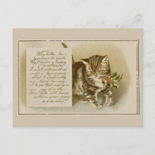 Vintage Weihnachtspostkarte mit Kätzchen Feiertagspostkarte
