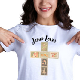Vintage-Weihnachtspoststempel-Kreuz Tri-Blend Shirt