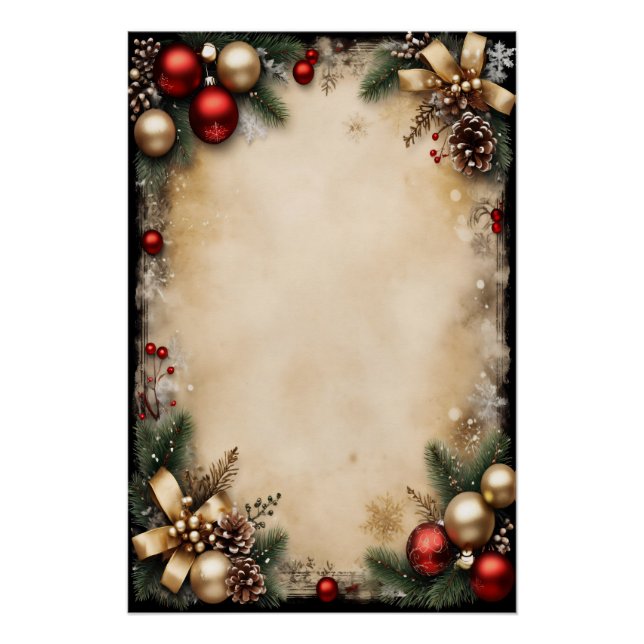 Vintage-Weihnachtsrahmen Poster (Vorderseite)