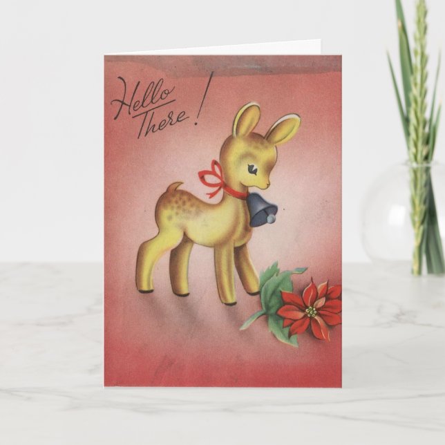 Vintage Weihnachtsrotwild Feiertagskarte (Vorderseite)