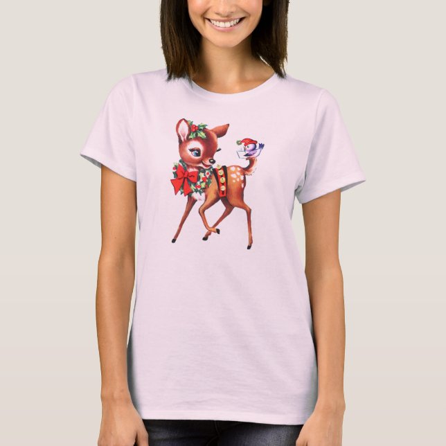 Vintage Weihnachtsrotwild T-Shirt (Vorderseite)