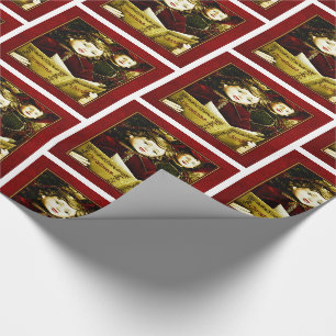 Vintage Weihnachtssänger in tiefem Rot und Gold We Geschenkpapier