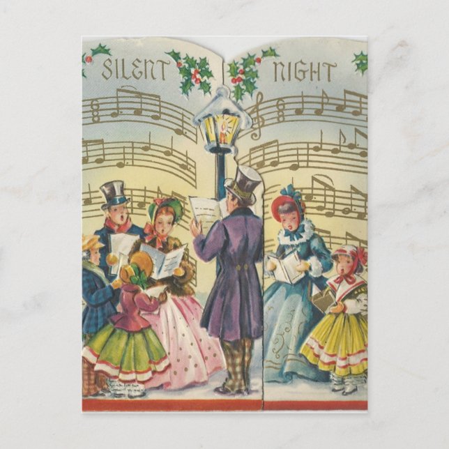 Vintage-Weihnachtssänger-Karte Feiertagspostkarte (Vorderseite)