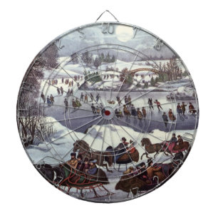 Vintage Weihnachtsschlitten, Central Park im Winte Dartscheibe