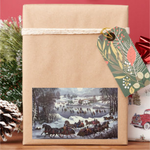 Vintage-Weihnachtsschlitten, Central Park im Winte Rechteckiger Aufkleber