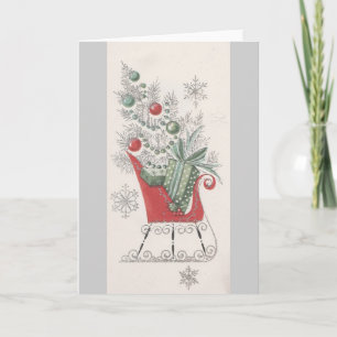 Vintage-Weihnachtsschlitten Feiertagskarte
