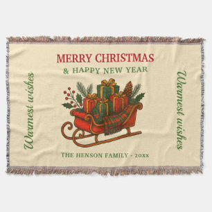 Vintage-Weihnachtsschlitten mit Geschenken Decke