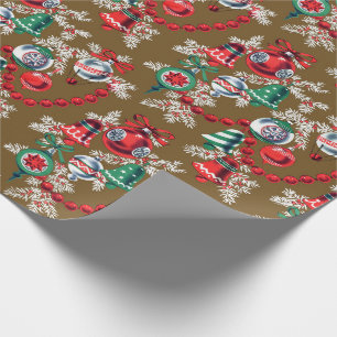 Vintage Weihnachtsschmuck aus dem Mittelalter Geschenkpapier