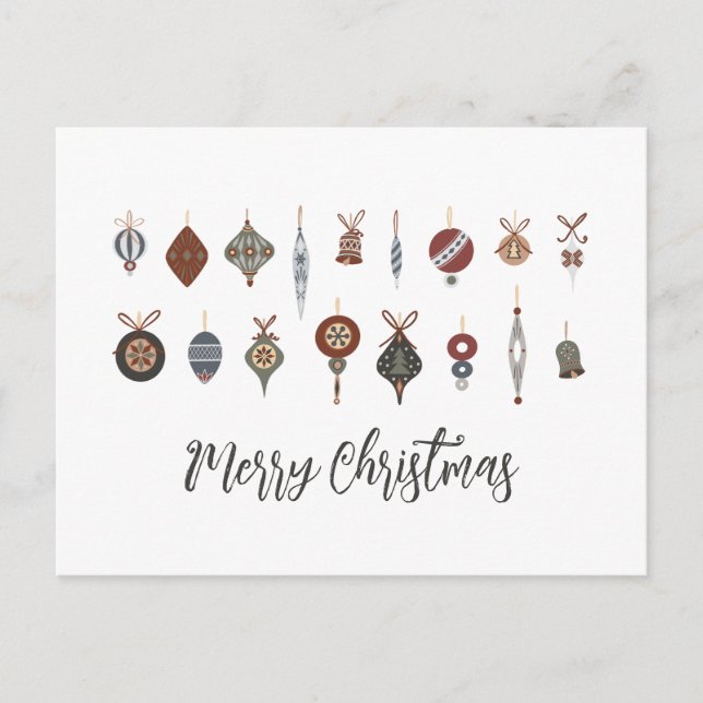 Vintage Weihnachtsschmuck Feiertagspostkarte (Vorderseite)