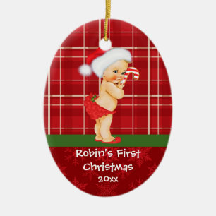 Vintage-Weihnachtsschmuck für das erste Weihnachte Keramik Ornament